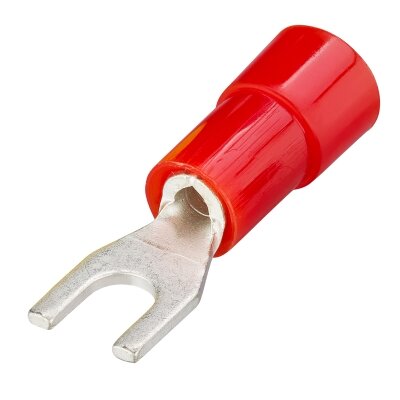 Gabelkabelschuhe, isoliert; 10 mm² - M6,5 rot
