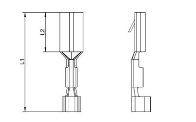 Flachsteckhülsen mit Rastzunge; 2,8 x 0,5 mm - 0,5 - 1,5 mm²