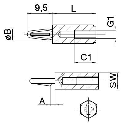 Distanzbolzen schnappbar LPT-Stärke 1,6 mm