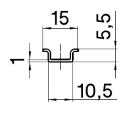 Profil einer TS 15x5,5 Hutschiene - Tragschiene