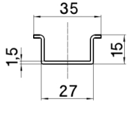 Profil einer TS 35x15 Hutschiene - Tragschiene