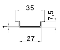 Profil einer TS 35x7,5 Hutschiene - Tragschiene